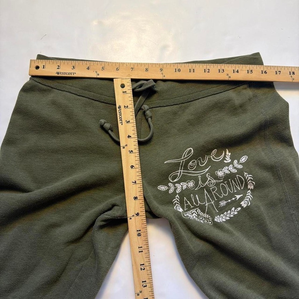 Mossimo Olive Green Lowrise Sweatpants Embroidered Boho Floral Y2K Track Pants M - Picture 7 of 8
